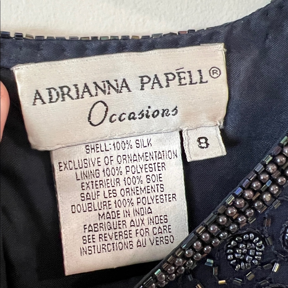 Adrianna‎ Papell - Navy Beaded Silk Formal Shell - 8 - Picture 6 of 10